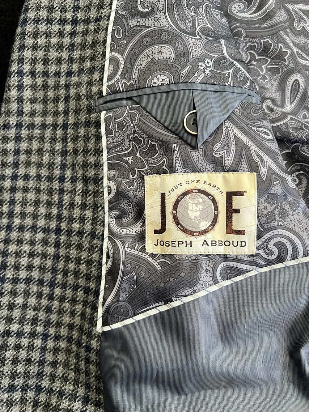 100% Wool Joseph Abboud Houndstooth Sport Coat - Gray & Blue